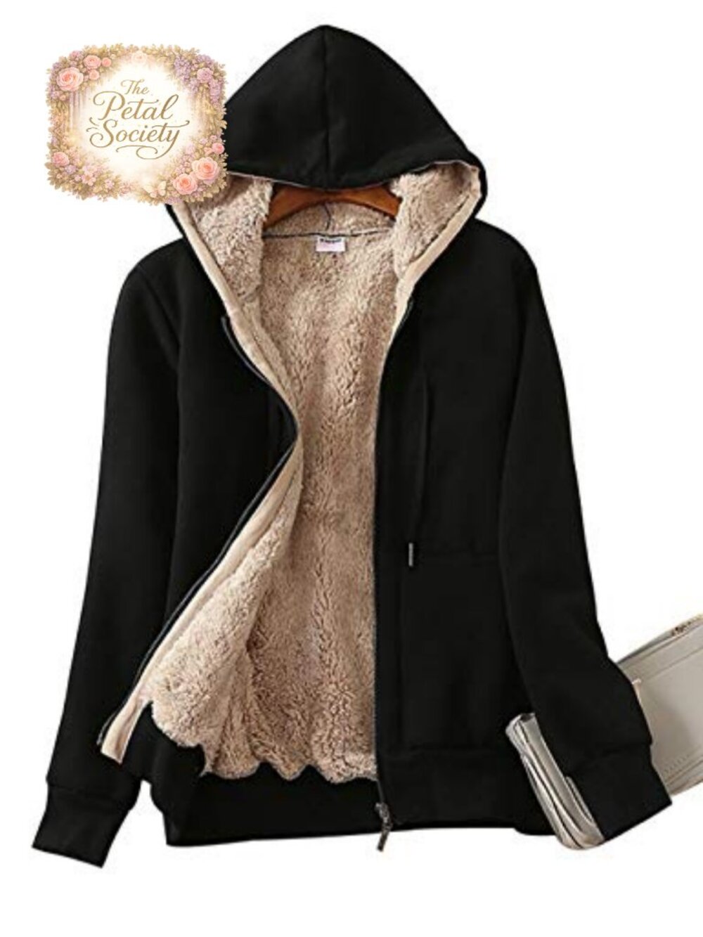 Sherpa Lined Full Zip Hoodie Sweatshirt Jacket Coat